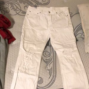 All white levi slim jeans